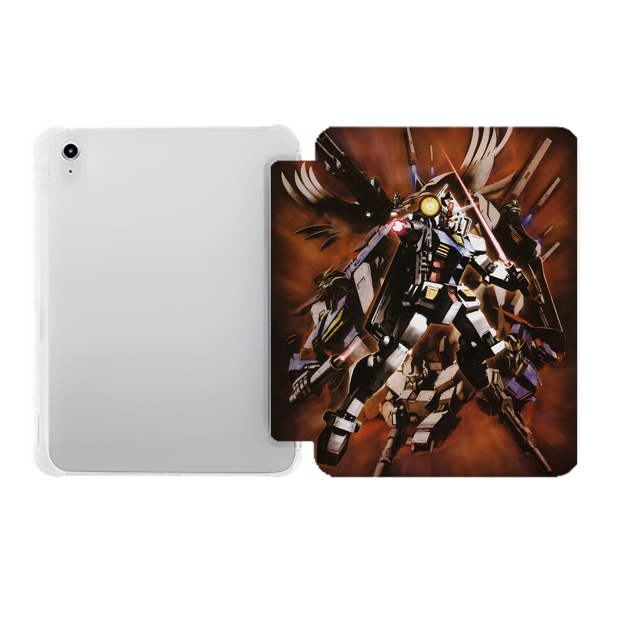 （画像用） 機動戦士ガンダム Mobile Suit Gundam IPad ケース ペン収納付き 三つ折りスタンド PUレザー×シリコン 対応機種9.5/10.5/10.9インチ
